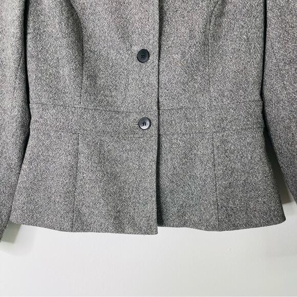 Vintage Ann Taylor grey black wool tweed button cropped preppy blazer small - Picture 3 of 6